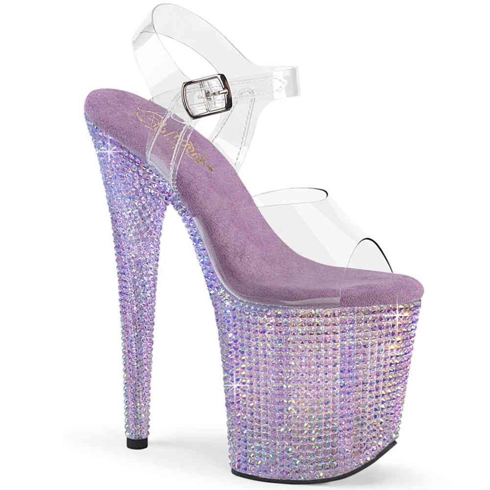 Pleaser - BEJEWELED808RRS Ankle strap sandal, Pole dance shoes - Lilac Product image